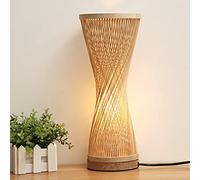 DUNMW Lampe de table en bambou faite à la main Lampe de table en bambou Style Zen Éclairage de table décoratif Luminaire de table Veilleuse pour chambre à coucher, salon