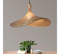 DUNMW Lampe suspendue en bambou tissée à la main Lustre en chapeau de bambou simple Plafonnier Plafonnier Lustre en bambou naturel pour salle à manger, salon de thé, restaurant