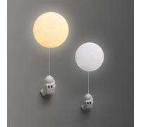 DUNMW LED Lune Astronaute Applique Murale 3D Imprimé Lune Éclairage Mural Veilleuse Chambre d'Enfant Applique Murale Décorative pour Chambre, 3 Éclairage, 15CM/5.9''