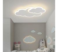 DUNMW Plafonnier LED 3D nuage 50 cm avec 2 nuages, luminaire décoratif d'intérieur, idéal pour une chambre d'enfant, un salon, une chambre de garçon ou de fille, lumière chaude, 36 W