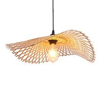 DUNMW Suspension en bambou tissé à la main Lustre à chapeau simple Plafonnier Plafonnier Lustre en bambou naturel pour salle à manger, salon de thé, restaurant