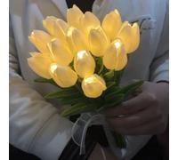 DUNMW Veilleuse Tulipe LED, Bouquet Artificiel, Veilleuse de Table Bouquet Veilleuse Tenant des Fleurs Lumière d'Ambiance Décorative Alimentée par Batterie pour Chambre