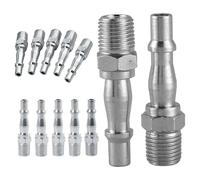 Dunnet Tools Lot de 12 connecteurs de ligne d'air à dégagement rapide de 6,35 mm | Raccord BSP femelle et mâle robuste pour compresseur d'air, outils pneumatiques, accouplement rapide, aérographe et