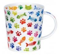DUNOON Bone China Lomond Mug - Pawprints Range - Pattes de chat colorées
