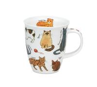 DUNOON Bone China - Tasse à café - 480 ml - Nevis Cats - Motif races de chats - Grande tasse à thé - 0,48 l - Hauteur : 112 mm - Diamètre : 100 mm - En porcelaine de qualité supérieure - Passe au