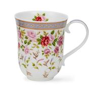 Dunoon Braemar Tasse en porcelaine anglaise Motif floral Rose ou rose avec détails dorés Bleu 0,33 l