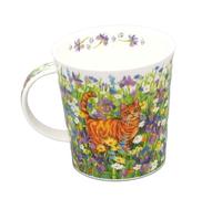 Dunoon Lomond Garden Mug en porcelaine anglaise Motif chat et fleurs sauvages