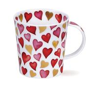 Dunoon Lomond Mug en porcelaine anglaise Motif cœurs Rouge avec détails dorés