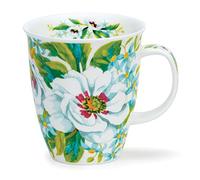 Dunoon Nevis Mug en porcelaine fine Motif anémones blanches 0,48 l Bleu