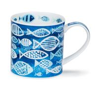 Dunoon Orkney Blue Shoal Mug en porcelaine fine Motif poisson Bleu 0,35 l