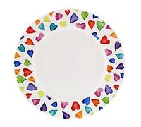 Dunoon - Plat à gâteau de 22 cm - Porcelaine fine, fabriquée en Angleterre (cœurs chauds)