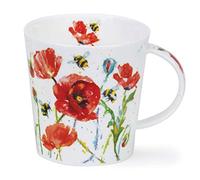 Dunoon Tasse en porcelaine fine fabriquée en Angleterre en forme de cairngorm Motif abeilles occupées 480 ml Passe au lave-vaisselle (coquelicot)