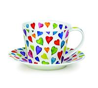 Dunoon Tasse et soucoupe en porcelaine anglaise en forme de cœur