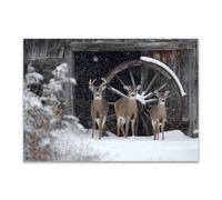 DunPei Animal Toile Peinture Groupe de cerfs sur Mur Art pour Salon décor à la Maison Affiche et Impressions(Gris)-30x45cm Sans cadre