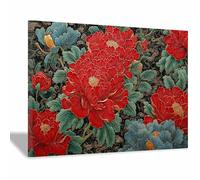 DunPei Art Mural sur Toile Style Rétro Fleuri, Des fleurs en colère Pour Décor de Chambre ou Bureau(Noir et blanc)-70x100cm Encadrée