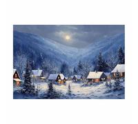 DunPei d'affiches decoration murale La nuit de Noël et la lune TEMPS DE NOËL - poster moderne - Salon et chambre Noël, hiver, période de Noël(bleu193)-50x70cm Sans cadre