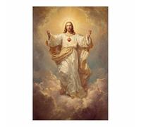 DunPei Décoration murale Christ Jésus Amour de Jésus de Dieu Peinture du Seigneur chrétien catholique Image religieuse de la Bible pour salon, église(orange08)-70x100cm Sans cadre