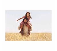 DunPei Décoration murale Christ Jésus Jésus abstrait de Dieu Peinture du Seigneur chrétien catholique Image religieuse de la Bible pour salon, église(multicolore)-70x100cm Sans cadre