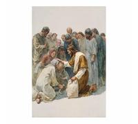 DunPei Décoration murale Christ Jésus Jésus bienveillant de Dieu Peinture du Seigneur chrétien catholique Image religieuse de la Bible pour salon, église(blanc138)-70x100cm Sans cadre