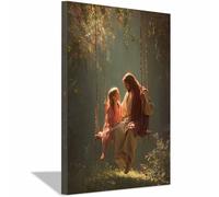 DunPei Décoration murale Christ Jésus Jésus et la jeune fille de Dieu Peinture du Seigneur chrétien catholique Image religieuse de la Bible pour salon, église(multicolore78)-80x120cm Encadrée