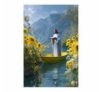 DunPei Décoration murale Christ Jésus Jésus et les fleurs de Dieu Peinture du Seigneur chrétien catholique Image religieuse de la Bible pour salon, église(jaune43)-50x70cm Sans cadre