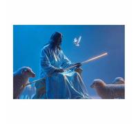 DunPei Décoration murale Christ Jésus Jésus, saint et pur de Dieu Peinture du Seigneur chrétien catholique Image religieuse de la Bible pour salon, église(multicolore)-80x120cm Sans cadre