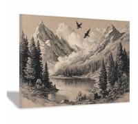 DunPei Impression sur Toile Eau de montagne abstraite - Paysages naturels de Décoration Murale pour Chambre Peintures à l'huile pour Maison Bain Salon(marron46)-80x120cm Encadrée