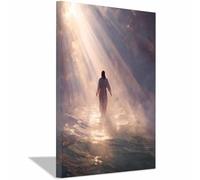 DunPei Jésus de la chrétienne Jésus dans la lumière -Impressions minimalist-Décoration murale religieuse pour salon, chambre à coucher, église(multicolore149)-70x100cm Encadrée