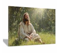 DunPei Jésus de la chrétienne Jésus de la justice -Impressions minimalist-Décoration murale religieuse pour salon, chambre à coucher, église(multicolore)-30x45cm Encadrée