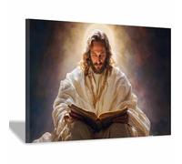 DunPei Jésus de la chrétienne Jésus de la paix -Impressions minimalist-Décoration murale religieuse pour salon, chambre à coucher, église(multicolore)-30x45cm Encadrée