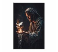 DunPei Jésus de la chrétienne Jésus et la colombe -Impressions minimalist-Décoration murale religieuse pour salon, chambre à coucher, église(noir69)-70x100cm Sans cadre