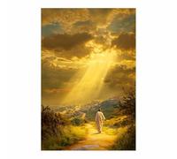 DunPei Jésus - Miséricorde divine Jésus et la lumière - Portrait de tranquillité - Décoration murale pour salon, chambre à coucher, église, salle de prière(doré107)-30x45cm Sans cadre