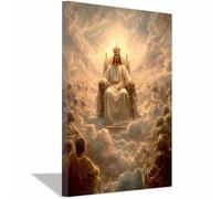 DunPei Jésus - Miséricorde divine Jésus solennel - Portrait de tranquillité - Décoration murale pour salon, chambre à coucher, église, salle de prière(doré77)-30x45cm Encadrée