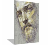 DunPei Jésus - Miséricorde divine Portrait de Jésus - Portrait de tranquillité - Décoration murale pour salon, chambre à coucher, église, salle de prière(gris07)-70x100cm Encadrée