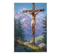 DunPei Jésus - Miséricorde divine Souffrance Jésus - Portrait de tranquillité - Décoration murale pour salon, chambre à coucher, église, salle de prière(vert22)-60x90cm Sans cadre