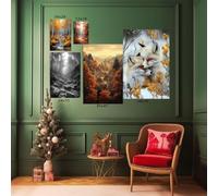 DunPei Moderne Animaux Art Poster Decoration Pour le Dessiner un ours brun Une décoration murale pour le salon la chambre la cuisine le bureau(doré43)-50x70cm Sans cadre