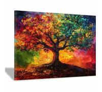 DunPei Moderne Grand Tableau Decoration Bel arbre Peinture à sur toile Art mural moderne abstrait Pour salon(Multicolore)-70x100cm Encadrée