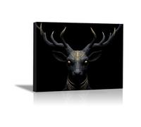 DunPei sur Toile Animal Photos d'œuvres d'art Abstrait cerf pour Le Bureau à Domicile Décoration Moderne Peinture Murale d'art l'image imprimée(Noir)-60x90cm Encadrée