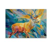 DunPei sur Toile Animal Photos d'œuvres d'art Abstrait cerf pour Le Bureau à Domicile Décoration Moderne Peinture Murale d'art l'image imprimée(Multicolore)-30x45cm Sans cadre