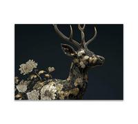 DunPei sur Toile Animal Photos d'œuvres d'art Abstrait cerf pour Le Bureau à Domicile Décoration Moderne Peinture Murale d'art l'image imprimée(Gris)-60x90cm Sans cadre
