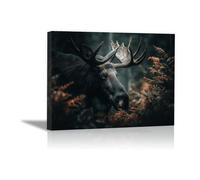 DunPei sur Toile Animal Photos d'œuvres d'art Abstrait cerf pour Le Bureau à Domicile Décoration Moderne Peinture Murale d'art l'image imprimée(Noir)-80x120cm Encadrée