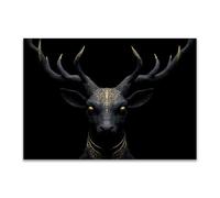 DunPei sur Toile Animal Photos d'œuvres d'art Abstrait cerf pour Le Bureau à Domicile Décoration Moderne Peinture Murale d'art l'image imprimée(Noir)-60x90cm Sans cadre