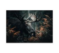 DunPei sur Toile Animal Photos d'œuvres d'art Abstrait cerf pour Le Bureau à Domicile Décoration Moderne Peinture Murale d'art l'image imprimée(Noir)-60x90cm Sans cadre