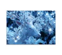 DunPei sur Toile Animal Photos d'œuvres d'art Abstrait cerf pour Le Bureau à Domicile Décoration Moderne Peinture Murale d'art l'image imprimée(Bleu)-50x70cm Sans cadre