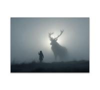 DunPei sur Toile Animal Photos d'œuvres d'art Abstrait cerf pour Le Bureau à Domicile Décoration Moderne Peinture Murale d'art l'image imprimée(Gris)-80x120cm Sans cadre