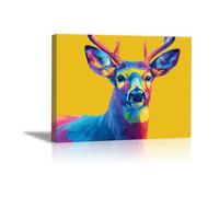 DunPei sur Toile Animal Photos d'œuvres d'art Abstrait cerf pour Le Bureau à Domicile Décoration Moderne Peinture Murale d'art l'image imprimée(Multicolore)-30x45cm Encadrée