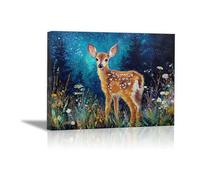 DunPei sur Toile Animal Photos d'œuvres d'art Cerf des prairies pour Le Bureau à Domicile Décoration Moderne Peinture Murale d'art l'image imprimée(Bleu)-30x45cm Encadrée