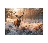 DunPei sur Toile Animal Photos d'œuvres d'art Cerf des prairies pour Le Bureau à Domicile Décoration Moderne Peinture Murale d'art l'image imprimée(Brun)-50x70cm Sans cadre
