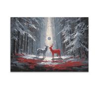 DunPei sur Toile Animal Photos d'œuvres d'art Deux Cerfs pour Le Bureau à Domicile Décoration Moderne Peinture Murale d'art l'image imprimée(Multicolore)-60x90cm Sans cadre