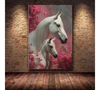 DunPei sur Toile Animal Photos d'œuvres d'art Le cheval de Dieu pour Le Bureau à Domicile Décoration Moderne Peinture Murale d'art l'image imprimée(Violet pâle)-30x45cm Encadrée